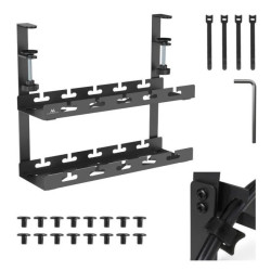Organizer podbiurkowy na kable Maclean, max. obciążenie 5kg, 2 poziomy, czarny, MC-104 B