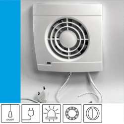 Wentylator domowy Vulkan VK100+ klapka zwrotna, przewód z wtyczką, łożysko kulkowe, kontrolka LED, fi 100 mm, kolor biały