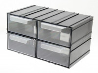 SZUF-PX-4 Regał z tworzywa 125x230x140mm - czarny - 4 szufladki przezroczyste