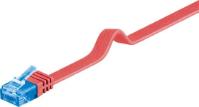 CAT 6A Płaska Kabel połączeniowy,U/UTP, Czerwony - Długość kabla 2 m