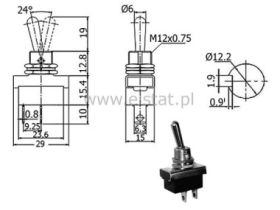 Przełącznik hebelkowy stabiiny ON-OFF 2pin