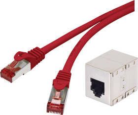 Renkforce RF-3828966 RJ45 Kabel sieciowy, kabel krosowy CAT 6 S/FTP 0.25 m czerwony z zaczepami blokującymi, styki pozła