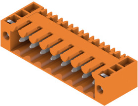 Pin header, 8 pole, pitch 3.5 mm, angled, orange, 1607100000