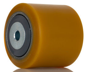 Kółko do wózka, Poliuretan, Żółty, obc.: 800kg, śred.: 85mm, szer.: 80mm