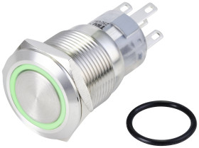 TRU COMPONENTS TC-10090932 Przycisk wandaloodporny LAS1-AGQ-11E/G/24V/S, 20 mm, 250 V/AC, 3 A, 1 szt.