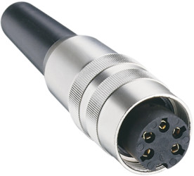 Jack, 5 pole, solder cup, screw locking, straight, KV 50/6
