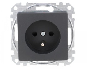 Gniazdo zasilające 2P+PE z przesł torów pr zaciski bezg, czarny antracyt, Sedna Design i Elements SDD114012