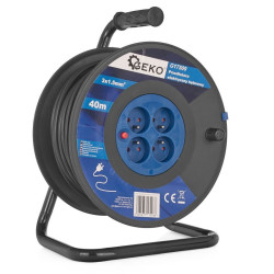 Przedłużacz zwijany 3x1,5 40M na bębnie, 4 gniazda, GEKO