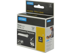 Taśma poliestrowa do drukarek trwała 19mm x 5,5m czarna na białym S0718220 18484