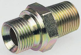 Hydrauliczny adapter gwintowany prosty, Złacze A: G 1 męskie, Złacze B: R 1 męskie, Stal, +120bar