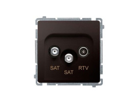 SIMON BASIC Gniazdo antenowe satelitarne podwójne końcowe SAT-SAT-RTV (moduł) 2xwejście: SAT: 5–2400 MHz RTV: 5–862 MHz czekolad