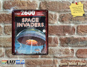 Space Invaders Box Artwork from the Original ATARI 2600 Game - Metal Sign