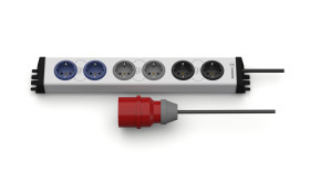 Listwa zasilająca, 16A, 230 V, 6 wtykowa CEE 400 V-16 A dł. kabla 4.6m Typ F - niemieckie Schuko