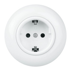 Gniazdo elektryczne Schuko okrągłe białe podtynkowe w ramce - Vintage Loft