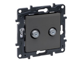 NILOE STEP Gniazdo telewizyjne podwójne 2xTV typu "F" końcowe do instalacji typu gwiazda 1,5 dB stalowy 863476 LEGRAND