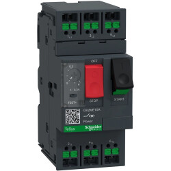 Motor protection switch, 3 pole, 4 to 6.3 A, 4 kW, 6.3 A, snap-in, GV2ME10A