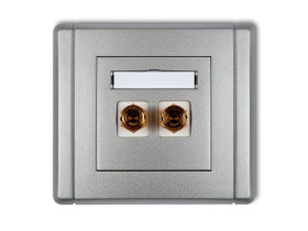 FLEXI Gniazdo głośnikowe pojedyncze (typu banan - czerwony i czarny pozłacane 4 mm2 do lutowania) srebrny metalik 7FGG-3 KARLIK