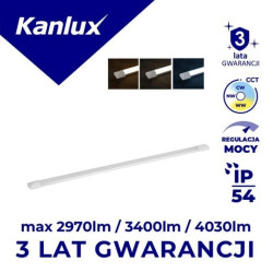 Oprawa liniowa LED NOBEN M36W-120-CCT max 3620K (WW)/ 4030K (NW)/ 3700lm (CW) 3000/4000/6500K IP54 3 lat Gwarancji biały 39500