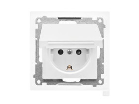 SIMON 55 Gniazdo pojedyncze z uziemieniem SCHUKO z przesłonami szybkozłącza IP44 klapka w kolorze jasnoszary mat TGSZ1BCZ.01/114