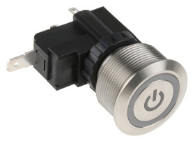 Nasadka przełącznika Zatrzaskowy SPST średnica wycięcia 25.2mm, montaż panelowy RS PRO