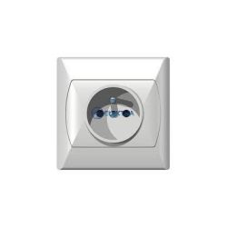 Gniazdo pojedyncze uziemieniem AKCENT białe