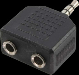 CA1002 Audio adapter, 3.5 mm 3-pin/M to 2x 3.5 mm 3-pin/F, black