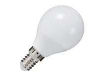 ZAR-LED470WNE14 Żarówka LED 230V naturalna biała 470lm, kula - gwint E14