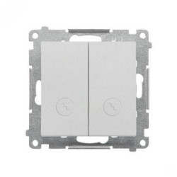 Simon 55 Łącznik schodowy podwójny z podświetl. – osobne podśw. dla klawiszy (moduł), szybkozłącza Aluminium mat TW6/2L2.01/143