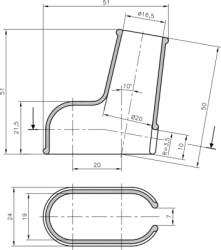 Cable grommet, cable Ø 7 to 19 mm, L 24 mm, neoprene, black, 02540060010