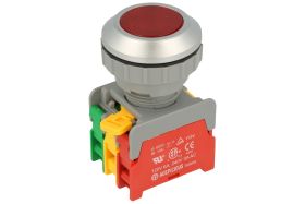 Przełącznik; przyciskowy; LXB30-1-O/C-R; ON-(OFF)+OFF-(ON); czerwony; podświetlenie bez źródła światła; czerwony; śrubowe; 2 poz