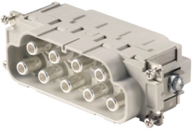 Pin contact insert, 8, 8 pole, equipped, axial screw connection, with PE contact, 1023360000