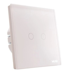 Łącznik dotykowy szklany włącznik światła podwójny biały