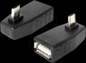 65473 USB micro-B plug &gt; USB-A socket, OTG, 270° angled