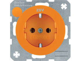 R.1/R.3 Gniazdo pojedyncze z uziemieniem schuko z nadrukiem pomarańczowy 47432007 HAGER