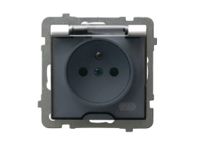 AS Gniazdo pojedyncze z uziemieniem IP-44 z klapką białe GPH-1GZ/m/00/d OSPEL