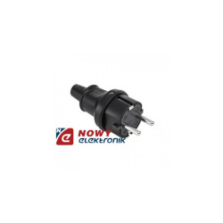 Wtyk typu niem. 16A/230V IP44 okrągły (gumowy czarny)2237
