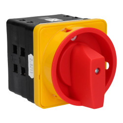 SK40-2.8210\P08 Łącznik krzywkowy 40A, Rozłącznik 0-1 (45st), 4-biegunowy, mocowany do pulpitu, czoło żółto-czerwone, IP65