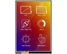 Wyświetlacz LCD TFT 2.4cal Transmisywny TFT 240 x 320pikseli LED Backlight SPI I/F Nie 4D Systems Brak