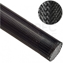 Oplot kablowy poliestrowy Flexo Pet 32mm pleciony bezhalogenowy LSOH czarny TECHFLEX