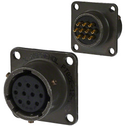 Złącze 10-pinowe Żeński Amphenol Industrial Żeński Montaż na panelu MIL-DTL-26482 rozmiar 12
