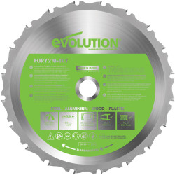 Evolution FURYBLADE210MULTI FURY MultiPurposeTCT CircularSawBlade 210x25.4mmx20T