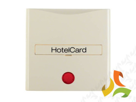 B.Kwadrat/S.1 Nasadka z nadrukiem i czerwoną soczewką do wyłącznika hotelowego na kartę krem połysk 16408982 HAGER