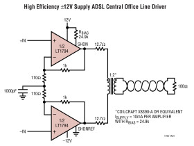 Dual 500mA, 200MHz xDSL Line Driver Amplifier