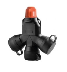 Rozgałęziacz potrójny RED RO1 z dławikiem 16A/250V IP54 kołnierze gumowe czarny XF188G