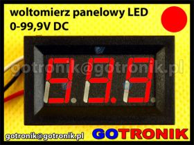 Woltomierz panelowy cyfrowy LED 0-99,9V CZERWONY obudowa