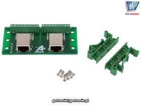 Płytka uniwersalna z gniazdami RJ45 na szynę DIN