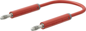 Measuring lead with (4 mm lamella plug, straight) to (4 mm lamella plug, straight), 1 m, red, PVC, 1.0 mm², 64.1070-10022