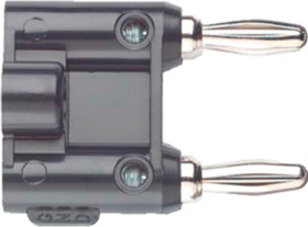 Double laboratory plug, pitch 19.05 mm, 70 V, 15 A, nickel-plated, black, MDP-0