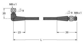 Turck 6934413 Złącze konfekcjonowane czujnika/aktuatora PKWH4M-1-PSGH4M/TFG, piny: 4, 1 m, 1 szt.