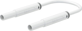 Safety measuring lead with (4 mm lamella plug, straight) to (4 mm lamella plug, straight), 1 m, white, PVC, 2.5 mm², CAT IV, 66.